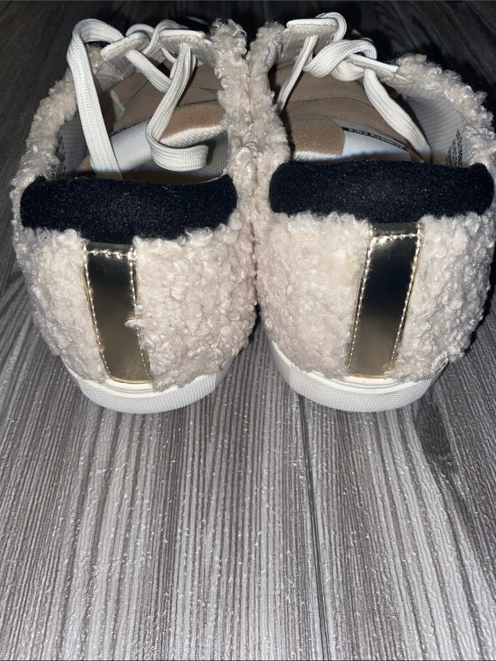 Kenneth Cole New York Taupe Suede & White Leather Shearling Sneakers - Picture 3 of 10